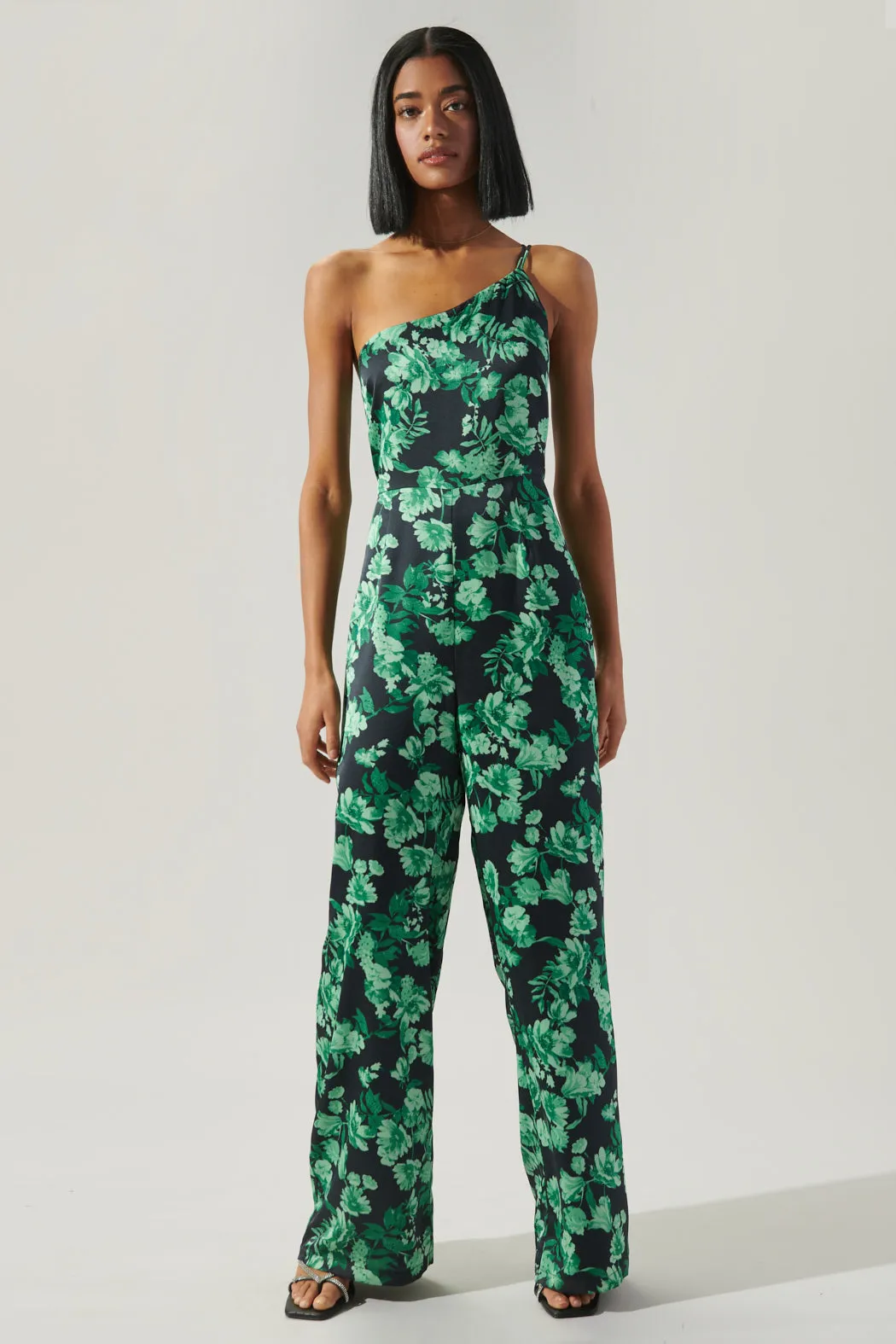 Botanica One Shoulder Le Disko Satin Jumpsuit sold by Sugarlips product image thumbnail 2