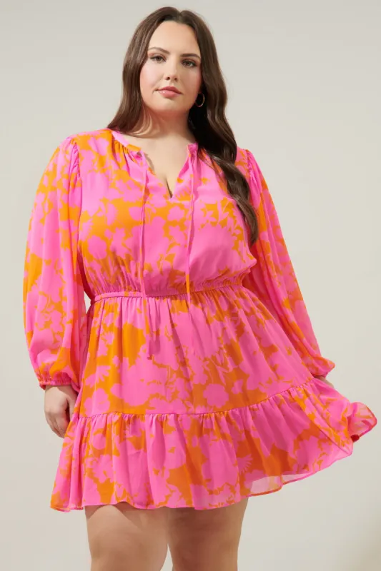 Lava Flow Paxton Balloon Sleeve Mini Dress Curve sold by Sugarlips