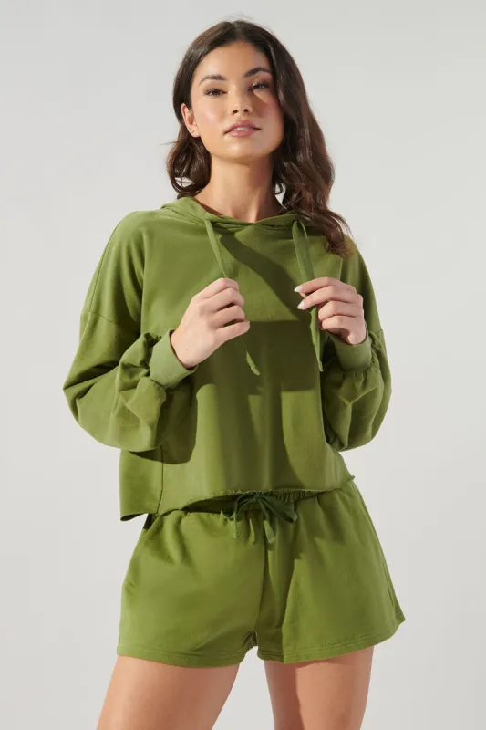 Deanna French Terry Raw Hem Hoodie sold by Sugarlips