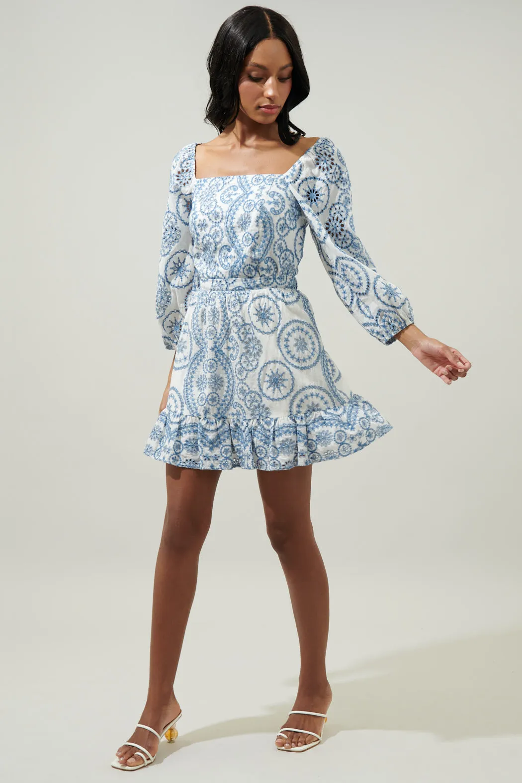 Adelaide Border Print Eyelet Mini Skirt sold by Sugarlips product image thumbnail 3