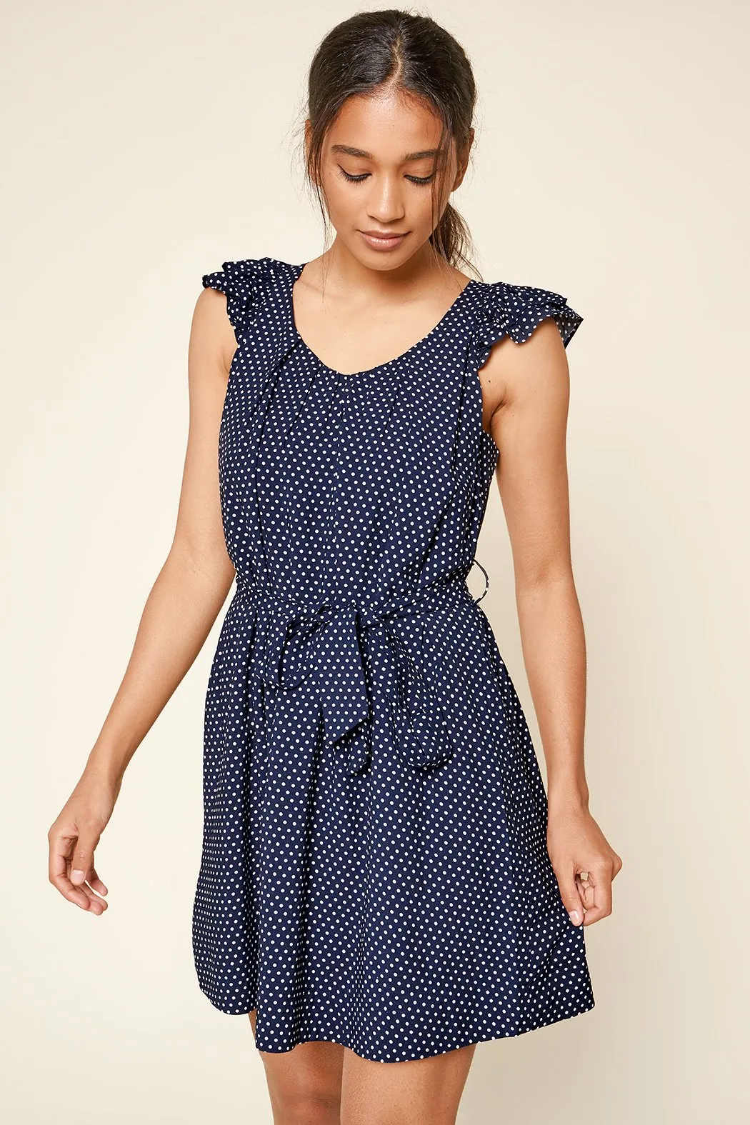 Early To Rise Polka Dot Ruffled Mini Dress sold by Sugarlips product image thumbnail 3