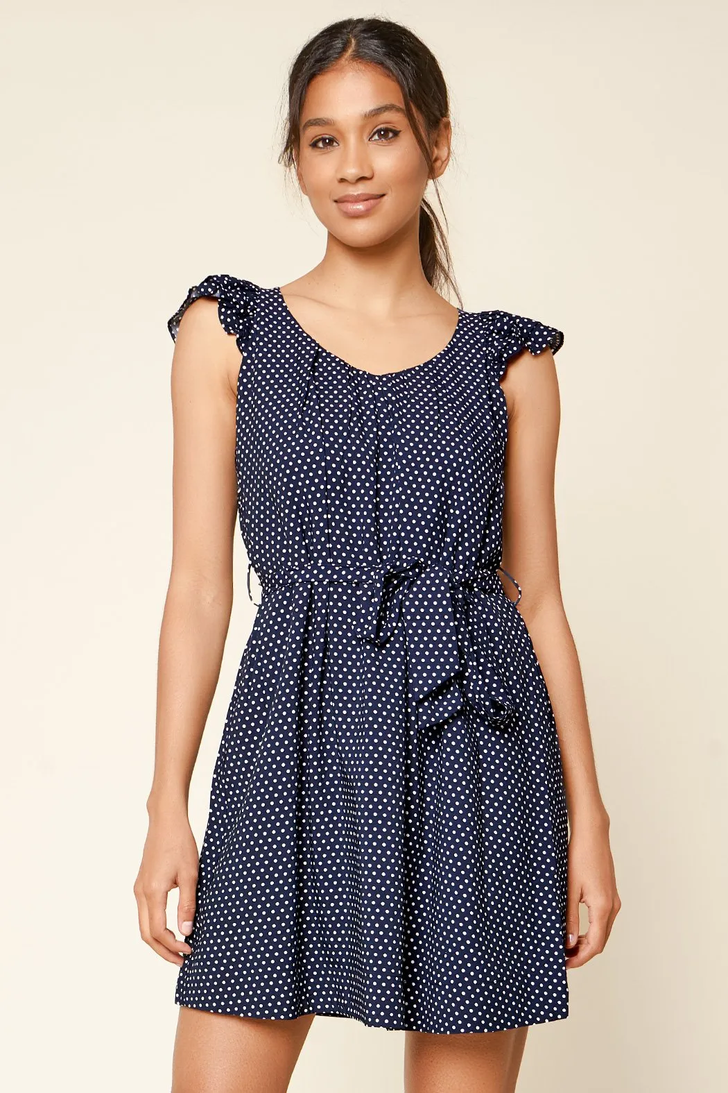 Early To Rise Polka Dot Ruffled Mini Dress sold by Sugarlips