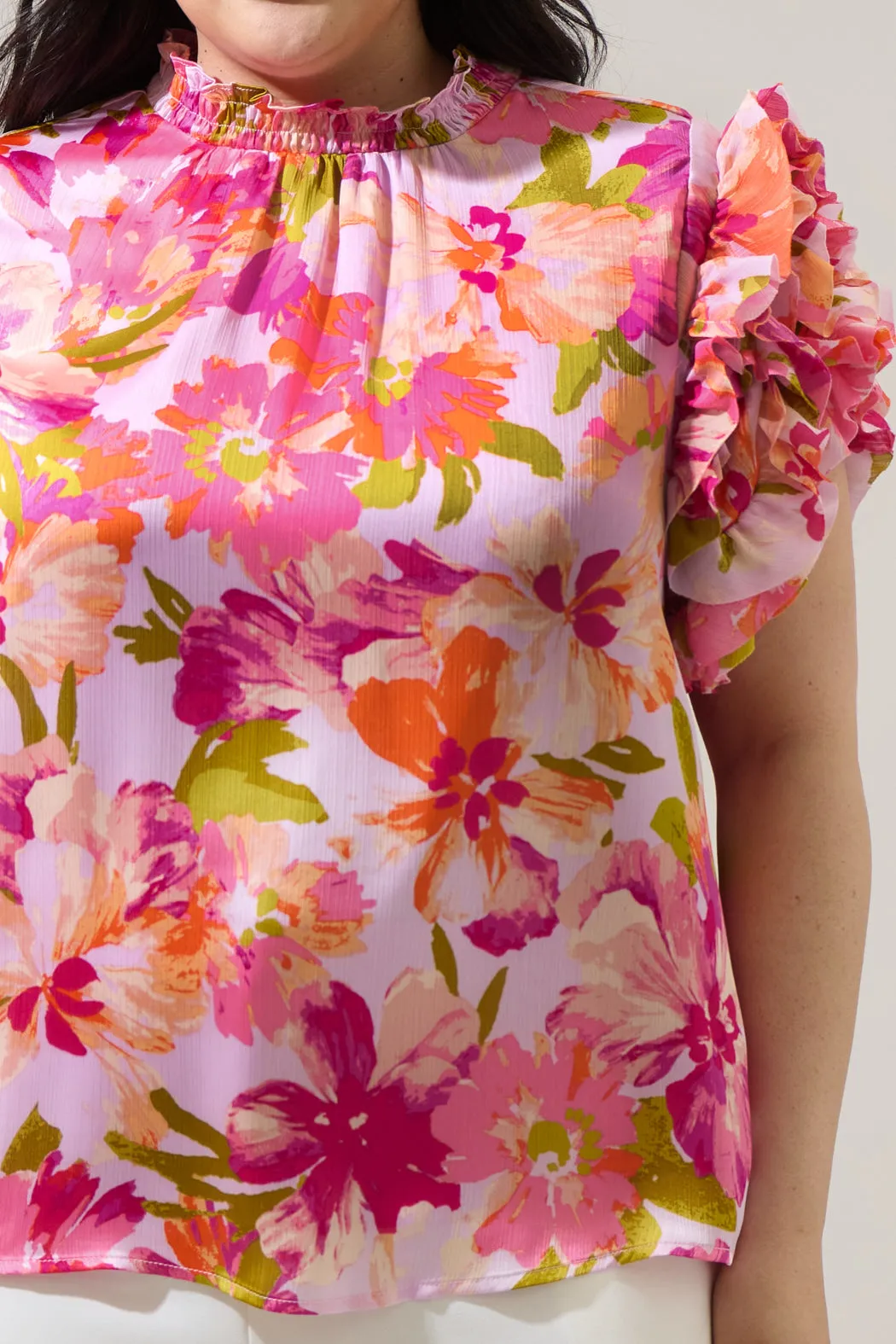 Abigal Floral Brenna Mock Neck Ruffle Blouse Curve sold by Sugarlips product image thumbnail 5