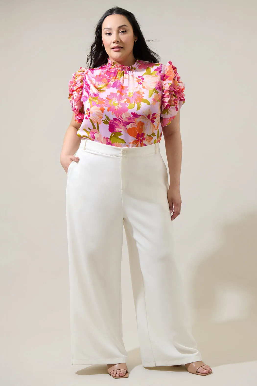 Abigal Floral Brenna Mock Neck Ruffle Blouse Curve sold by Sugarlips product image thumbnail 4