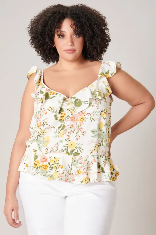 Kailey Floral Ruffle Top Curve sold by Sugarlips
