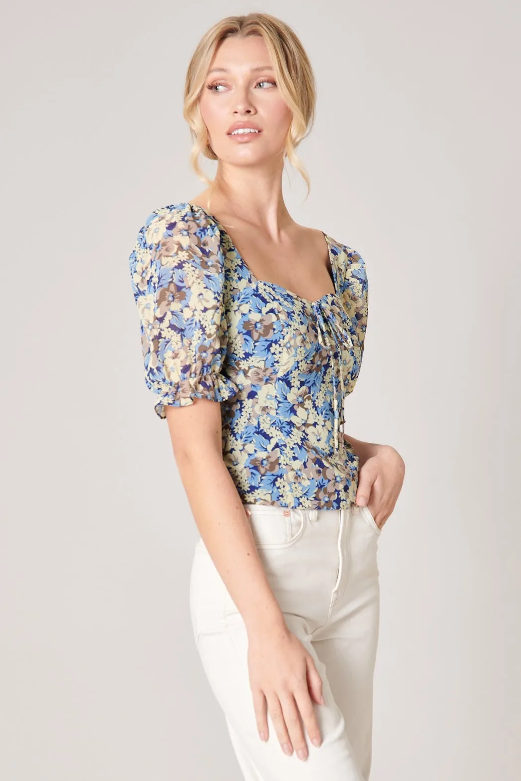 Petal Floral Jaxon Sweetheart Puff Sleeve Top sold by Sugarlips product image thumbnail 3
