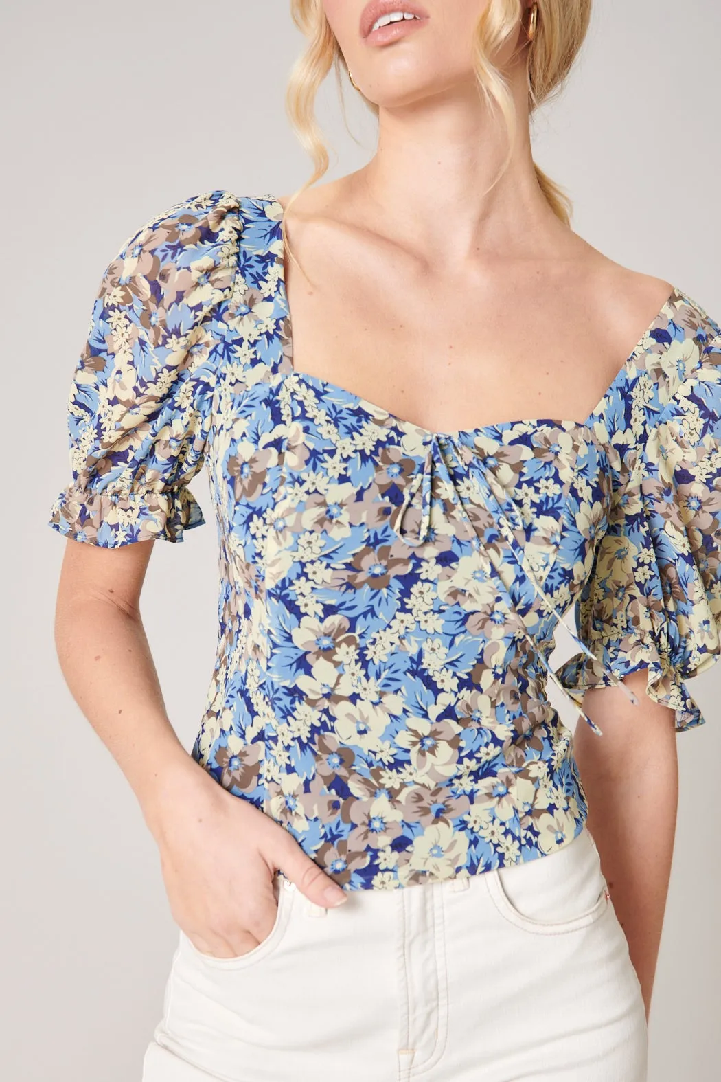 Petal Floral Jaxon Sweetheart Puff Sleeve Top sold by Sugarlips product image thumbnail 5