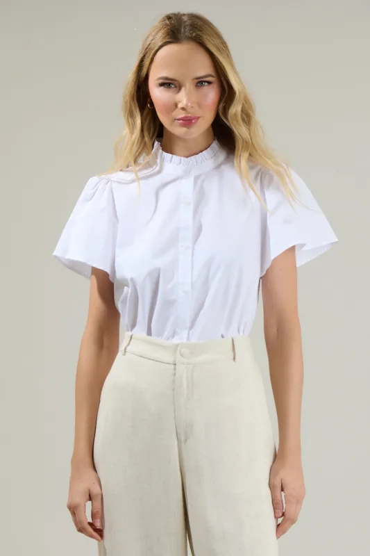 Fabiola Ruffle Button Down Top sold by Sugarlips