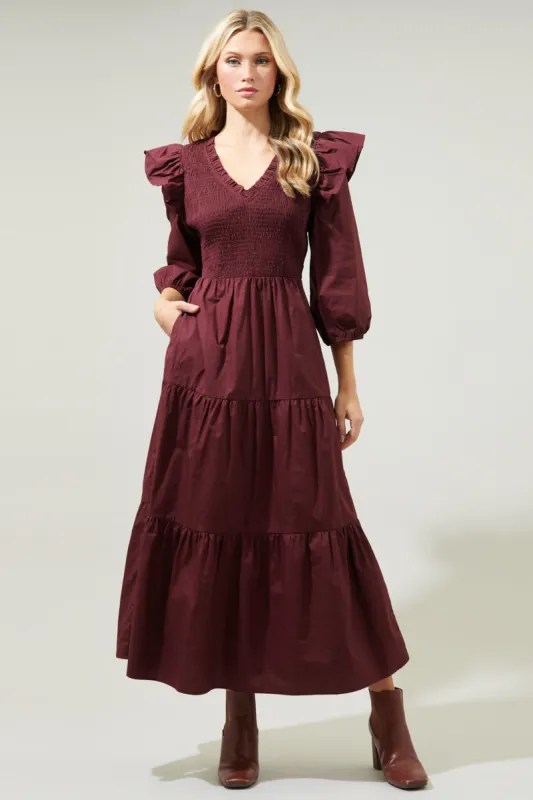 Brighton Smocked Poplin Maxi Dress sold by Sugarlips