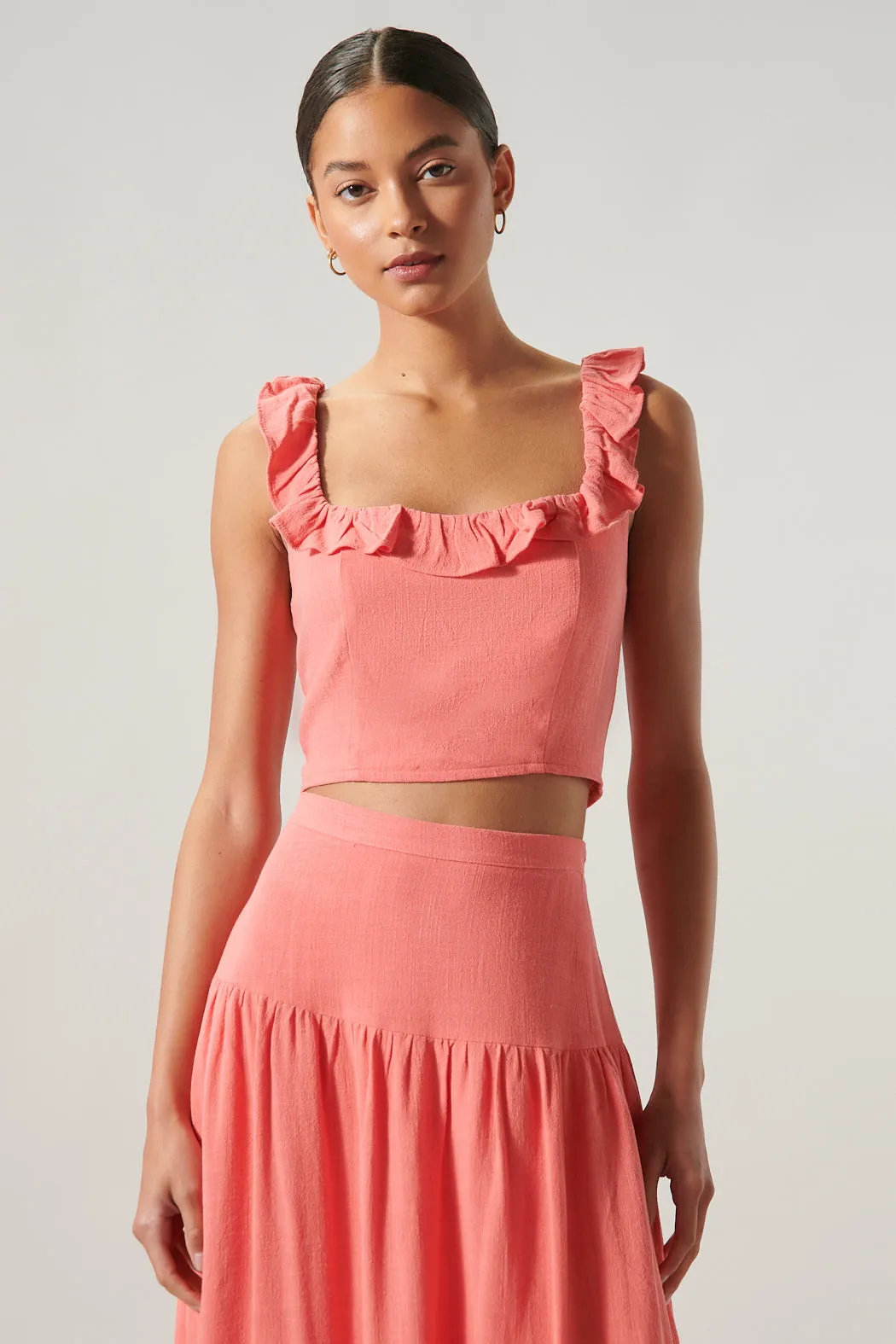 Izzy Square Neck Smocked Back Crop Top sold by Sugarlips