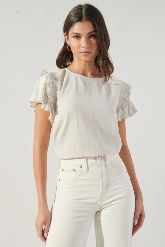 Kimberly Linen Ruffle Top sold by Sugarlips