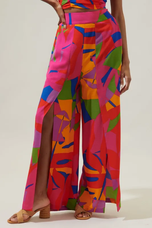 Soleil Abstract Wide Leg Wrap Pants sold by Sugarlips
