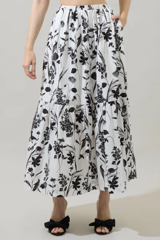 Leiden Floral Breda Tiered Maxi Skirt sold by Sugarlips