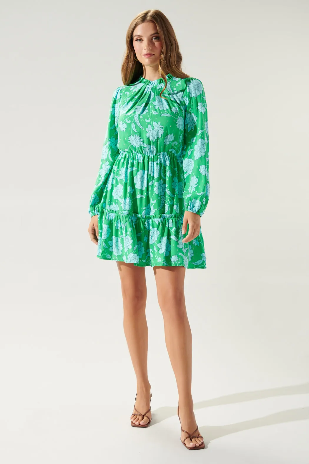 Waterlilly Floral Balloon Sleeve Blouson Dress sold by Sugarlips product image thumbnail 5