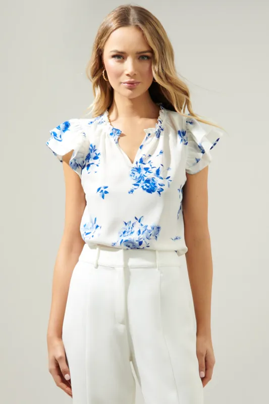 Sharlene Floral Bellissima Ruffle Sleeve Top sold by Sugarlips