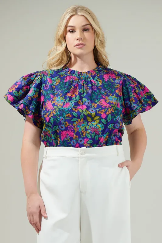 Karol Floral Ruffle Top Curve sold by Sugarlips