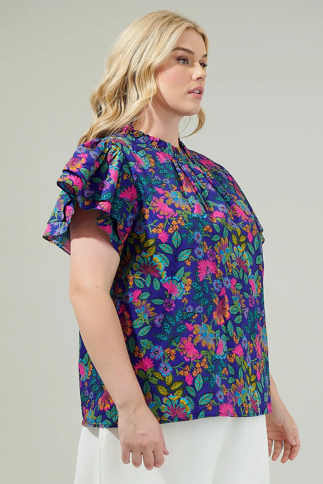 Karol Floral Ruffle Top Curve sold by Sugarlips product image thumbnail 3