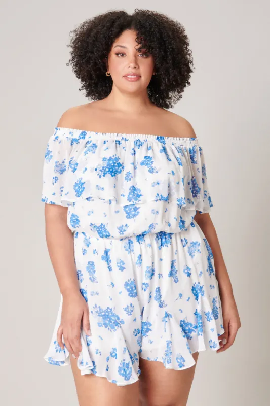 Fond of You Floral Off the Shoulder Besame Romper Curve sold by Sugarlips