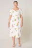 Priya Floral Alessi Puff Sleeve Midi Dress Curve sold by Sugarlips