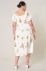 Priya Floral Alessi Puff Sleeve Midi Dress Curve sold by Sugarlips
