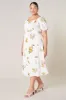 Priya Floral Alessi Puff Sleeve Midi Dress Curve sold by Sugarlips