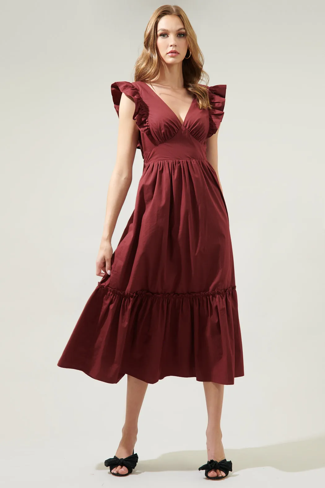 Avila Poplin Tie Back Midi Dress sold by Sugarlips