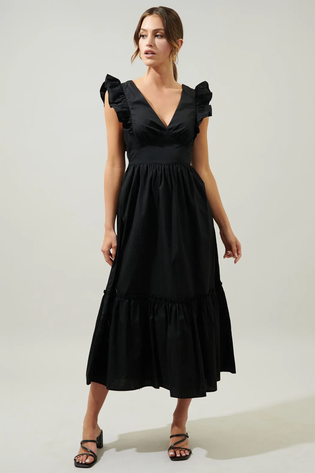 Avila Poplin Tie Back Midi Dress sold by Sugarlips product image thumbnail 4