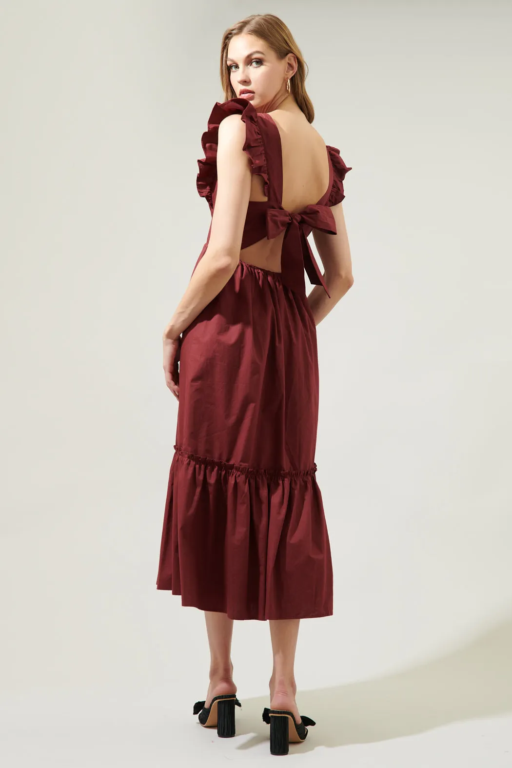 Avila Poplin Tie Back Midi Dress sold by Sugarlips product image thumbnail 3