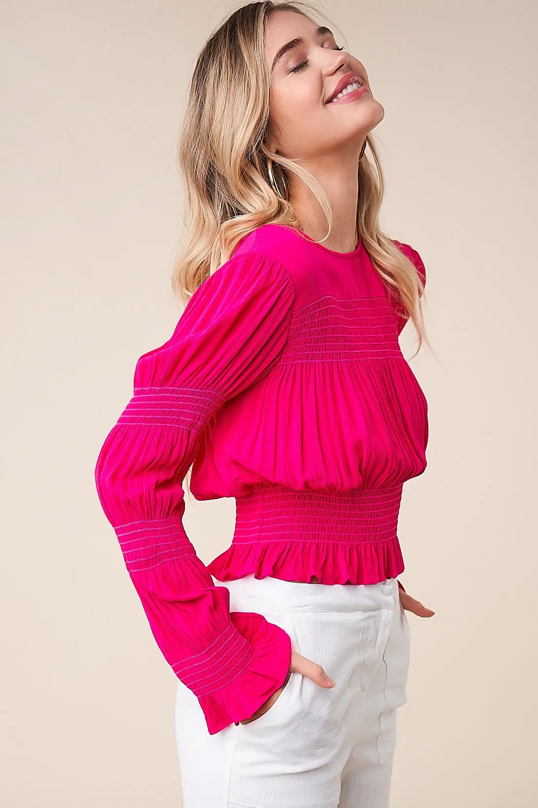 Waterfront Long Sleeve Smocked Top sold by Sugarlips product image thumbnail 5