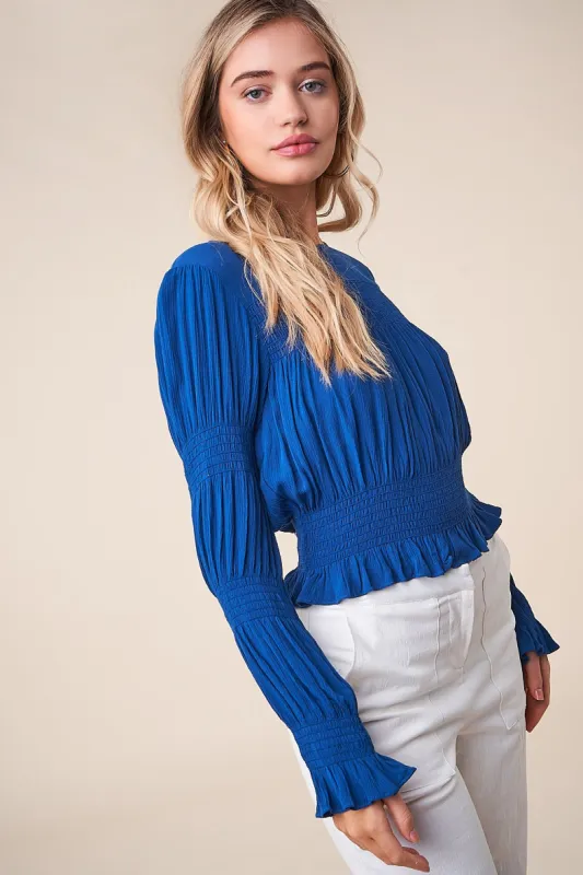 Waterfront Long Sleeve Smocked Top made by Sugarlips