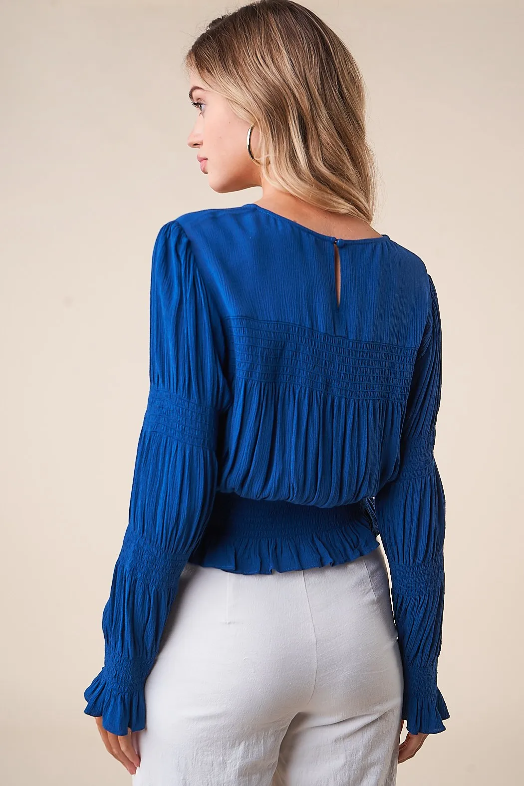 Waterfront Long Sleeve Smocked Top sold by Sugarlips product image thumbnail 2