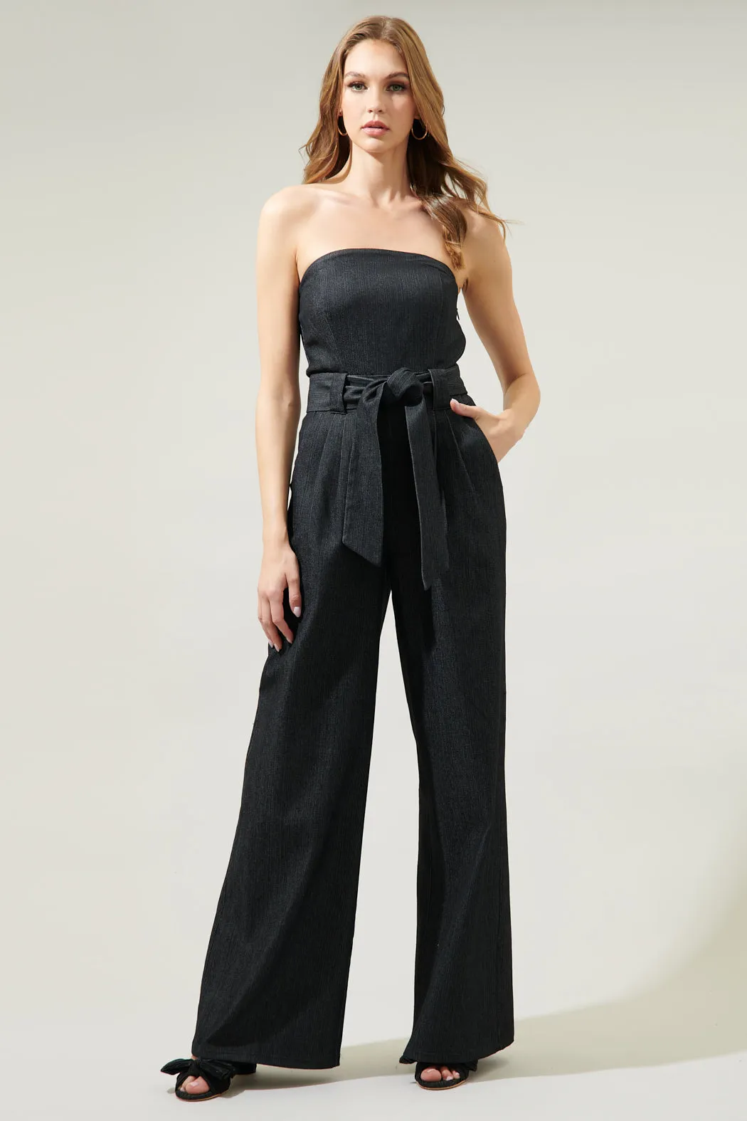 Maverick Denim Tube Top Wide Leg Jumpsuit sold by Sugarlips product image thumbnail 4