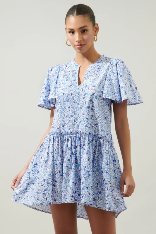 Carmine Floral Rock A By Trapeze Mini Dress sold by Sugarlips