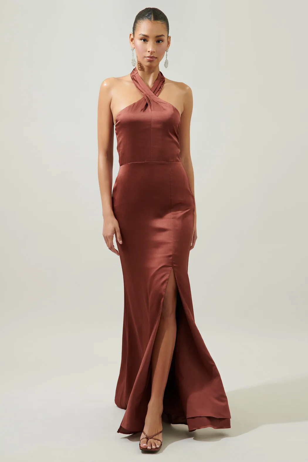 Spellbound Halter Satin Maxi Dress sold by Sugarlips product image thumbnail 2