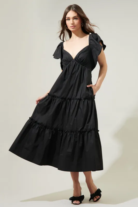Petaluma Poplin Flutter Sleeve Midi Dress made by Sugarlips