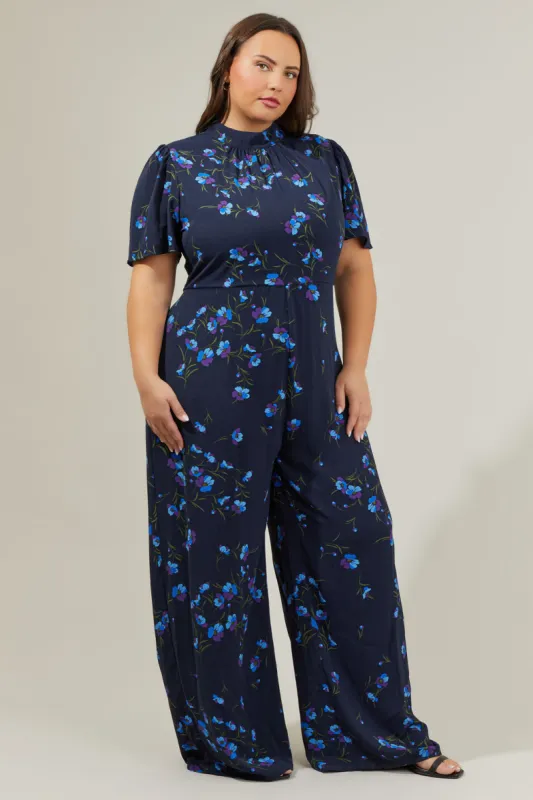 Torun Floral Mock Neck Wide Leg Jumpsuit Curve sold by Sugarlips