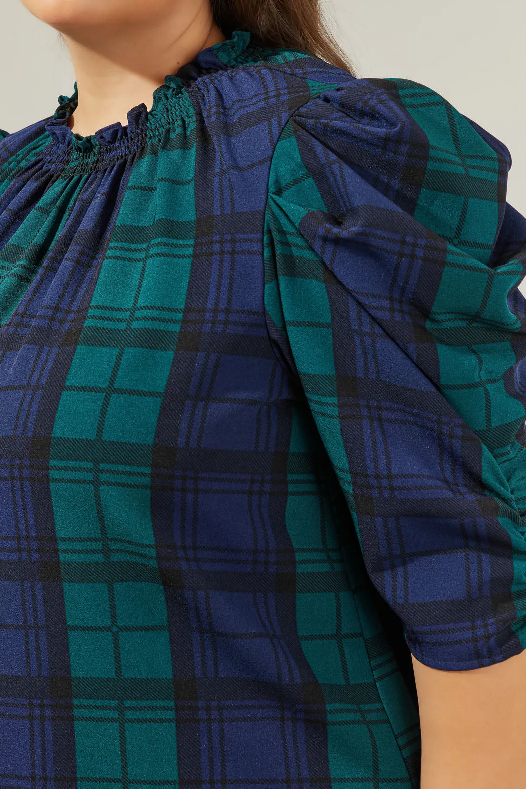 Hudson Plaid Drape Sleeve Top Curve sold by Sugarlips product image thumbnail 5