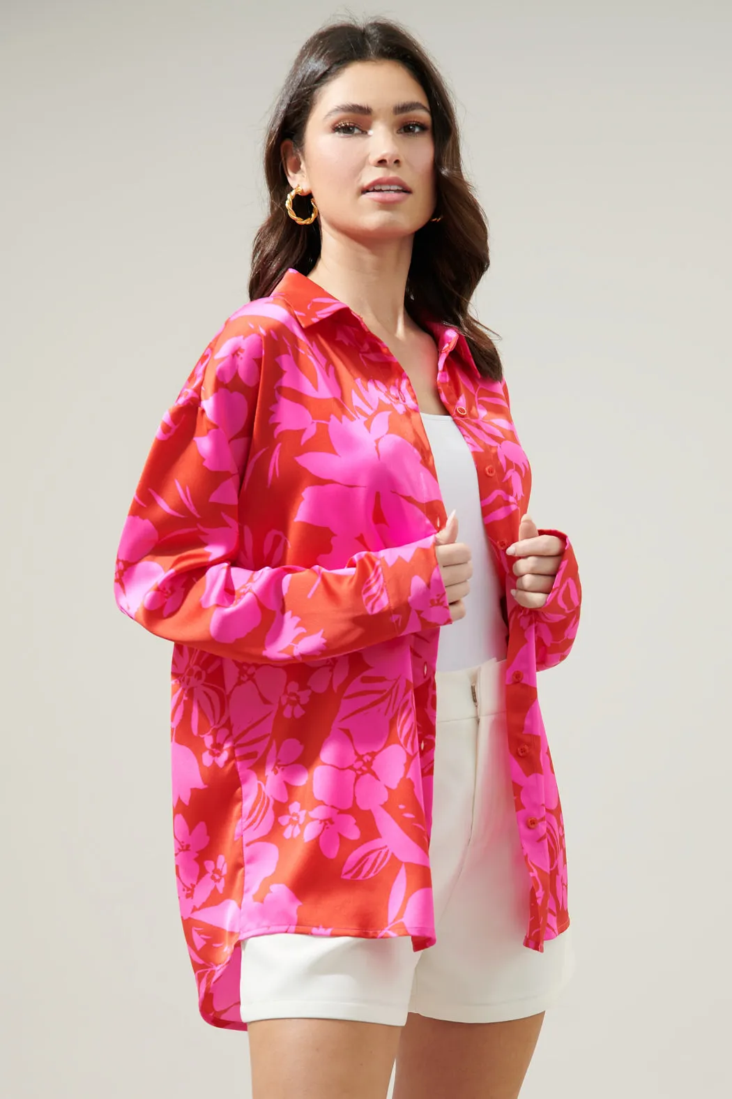 Zadie Floral Dalton Boyfriend Button Down Shirt sold by Sugarlips product image thumbnail 3