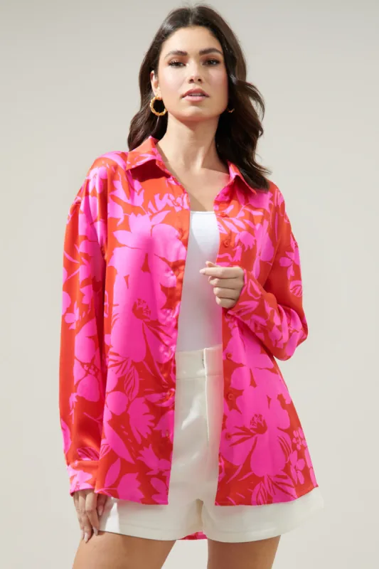 Zadie Floral Dalton Boyfriend Button Down Shirt sold by Sugarlips