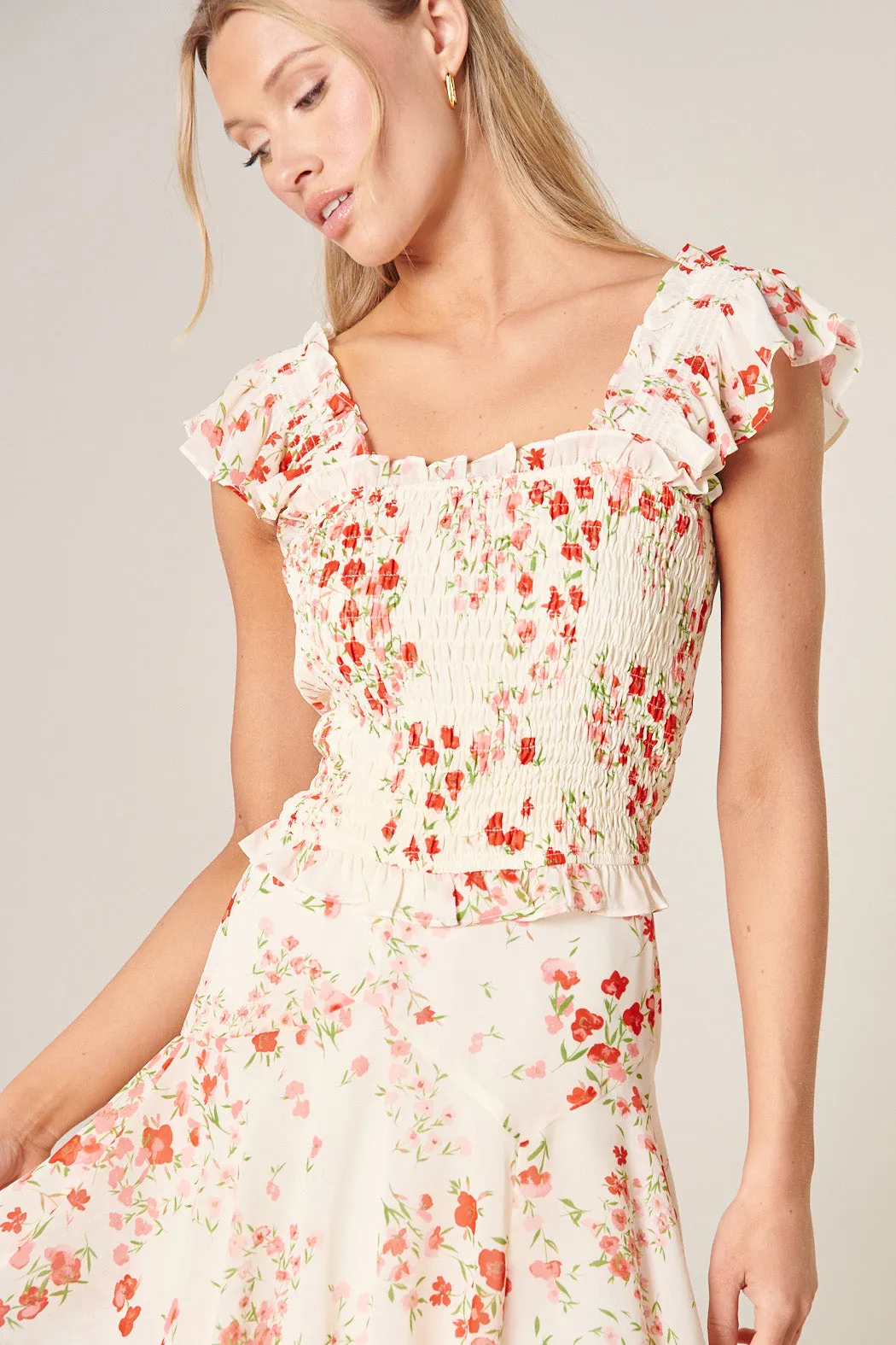 Love Bomb Frolic Square Neck Smocked Front Top sold by Sugarlips product image thumbnail 3