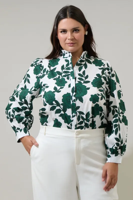 Kane Floral Doris Button Down Shirt Curve sold by Sugarlips