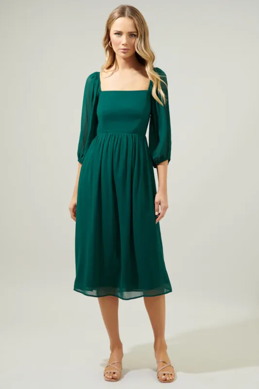 Amaretto Puff Sleeve Midi Dress sold by Sugarlips
