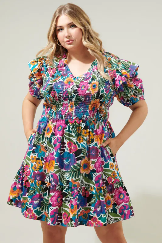 Santa Elena Leones Smocked Mini Dress Curve sold by Sugarlips