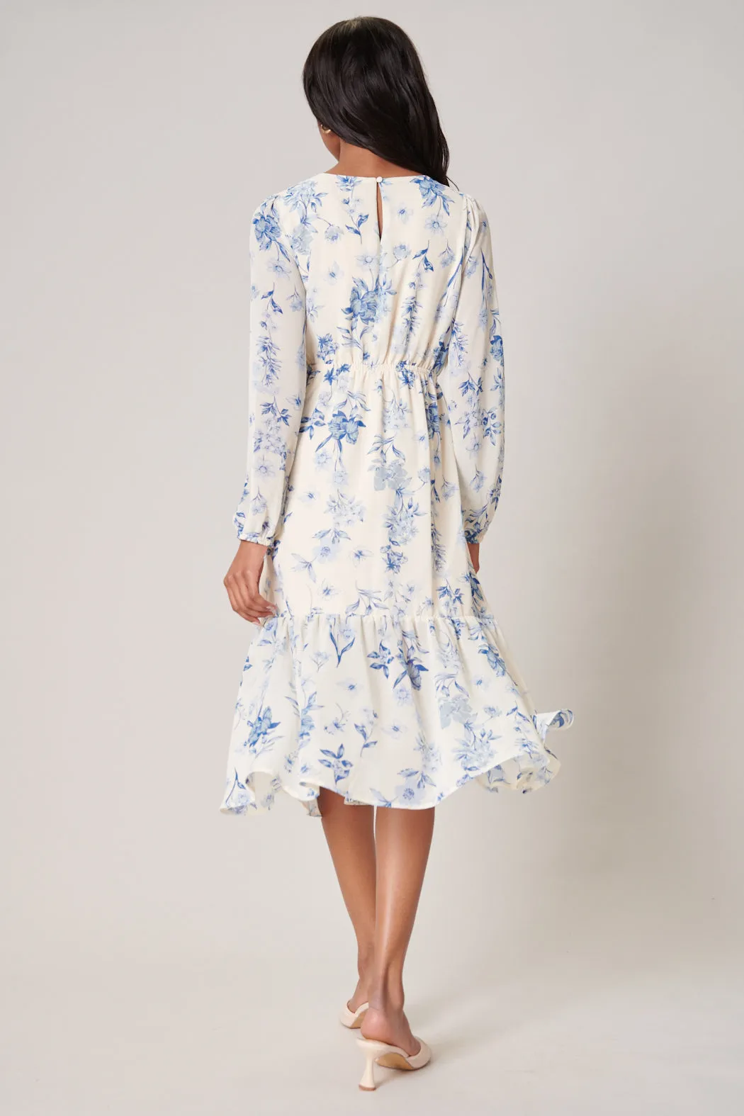 April Blue Floral Nellie Ruffle Midi Dress sold by Sugarlips product image thumbnail 2
