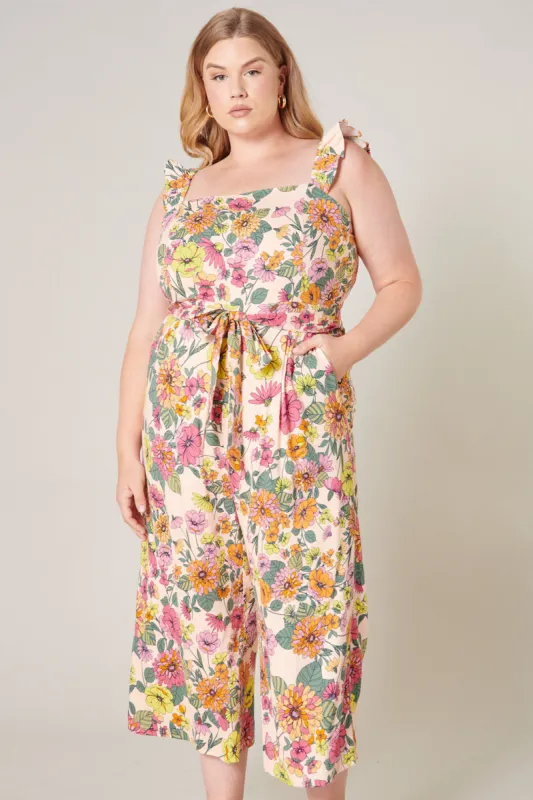 Twiggy Shell Floral Wide Leg Sleeveless Jumpsuit Curve sold by Sugarlips