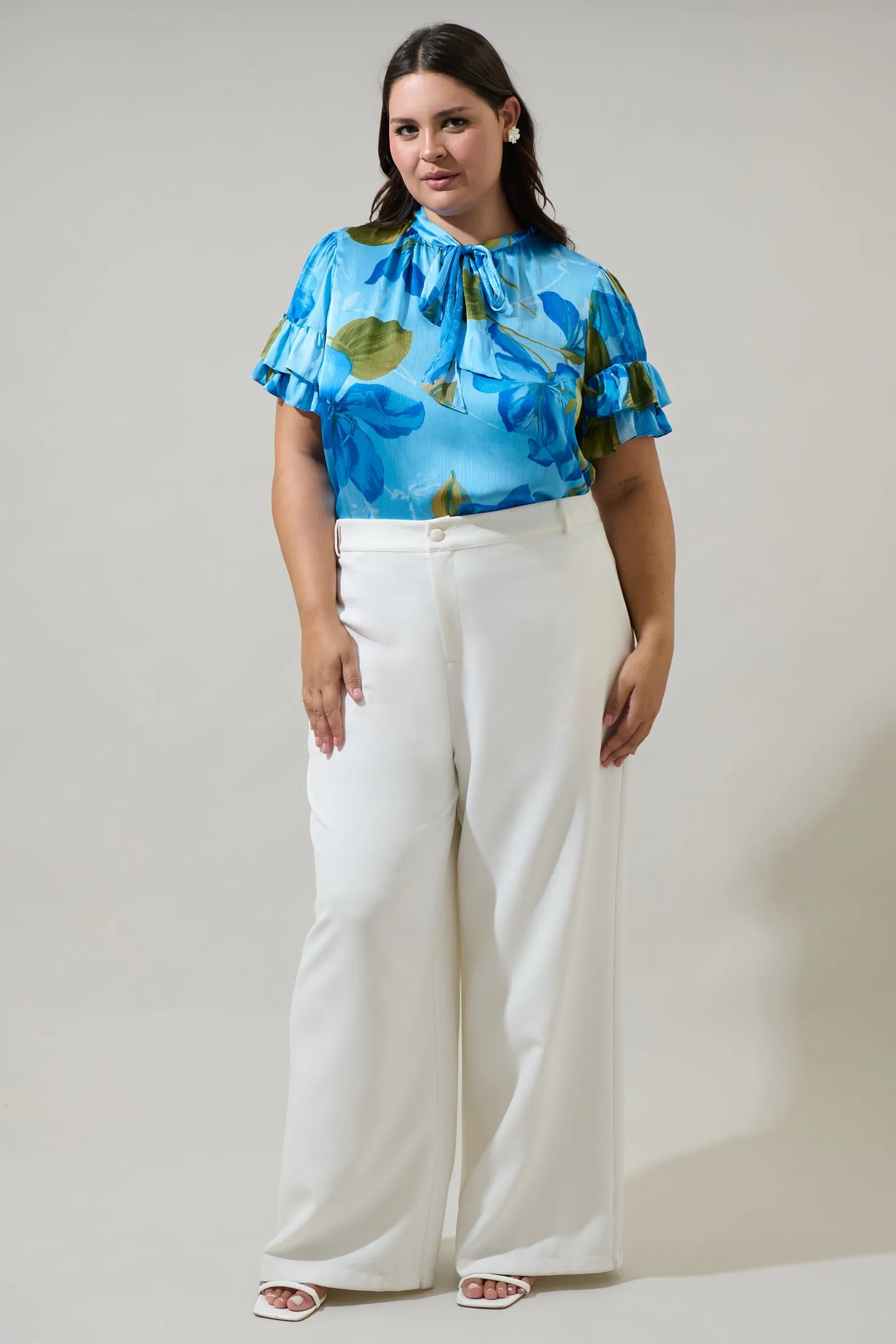 Neiva Floral Tie Neck Bianca Blouse Curve sold by Sugarlips product image thumbnail 4