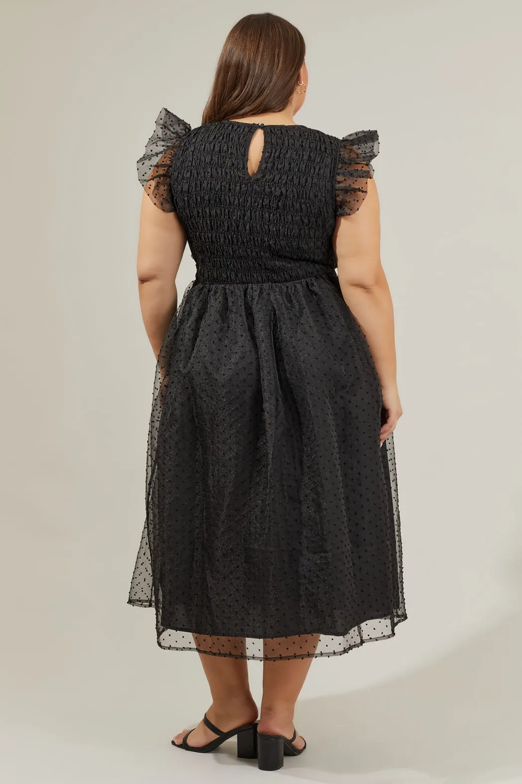 Lucille Organza Dot Smocked Midi Dress Curve sold by Sugarlips product image thumbnail 2