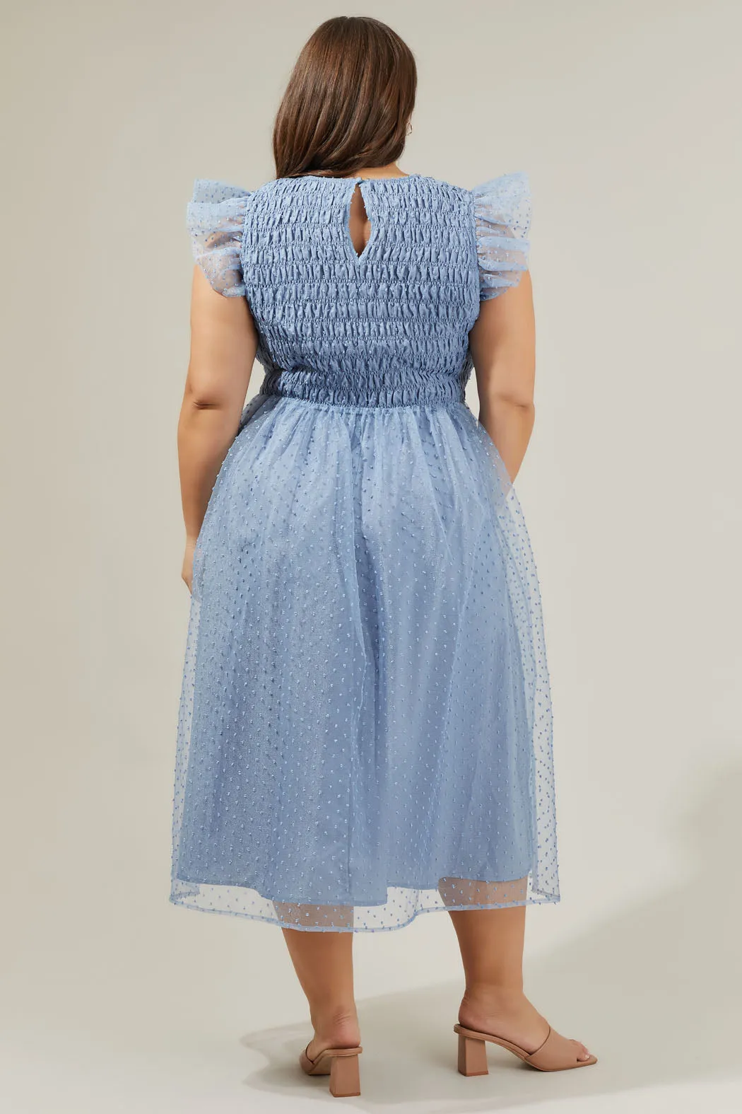 Lucille Organza Dot Smocked Midi Dress Curve sold by Sugarlips product image thumbnail 5