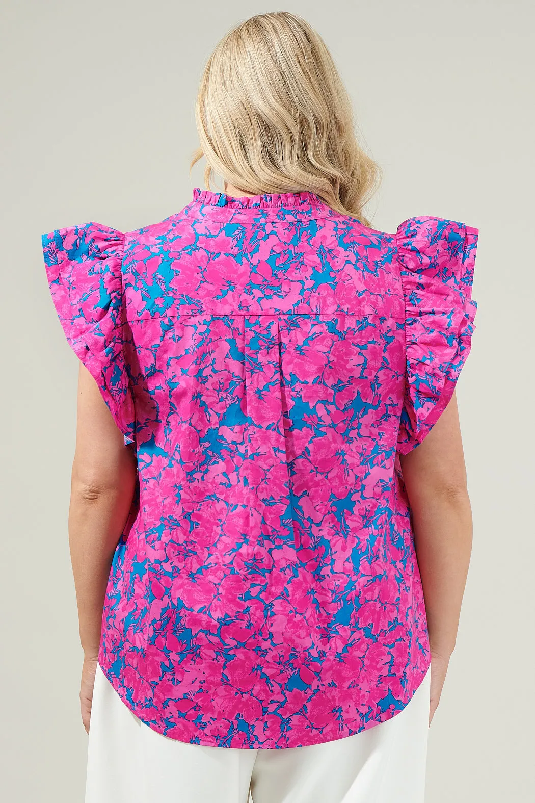 Lucy Floral Sleeveless Ruffle Top Curve sold by Sugarlips product image thumbnail 2