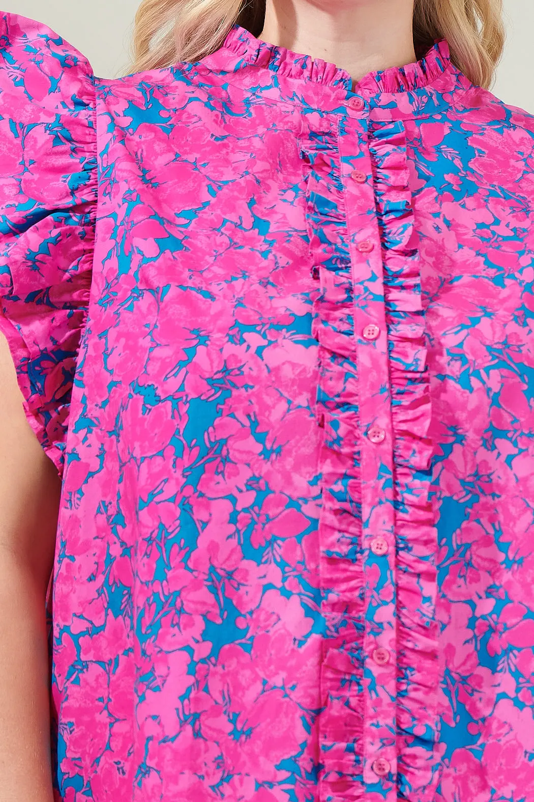 Lucy Floral Sleeveless Ruffle Top Curve sold by Sugarlips product image thumbnail 5